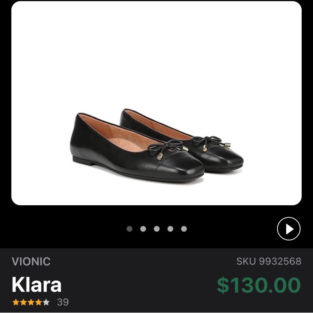 Vionic Klara Flat, black Napa leather, 12M